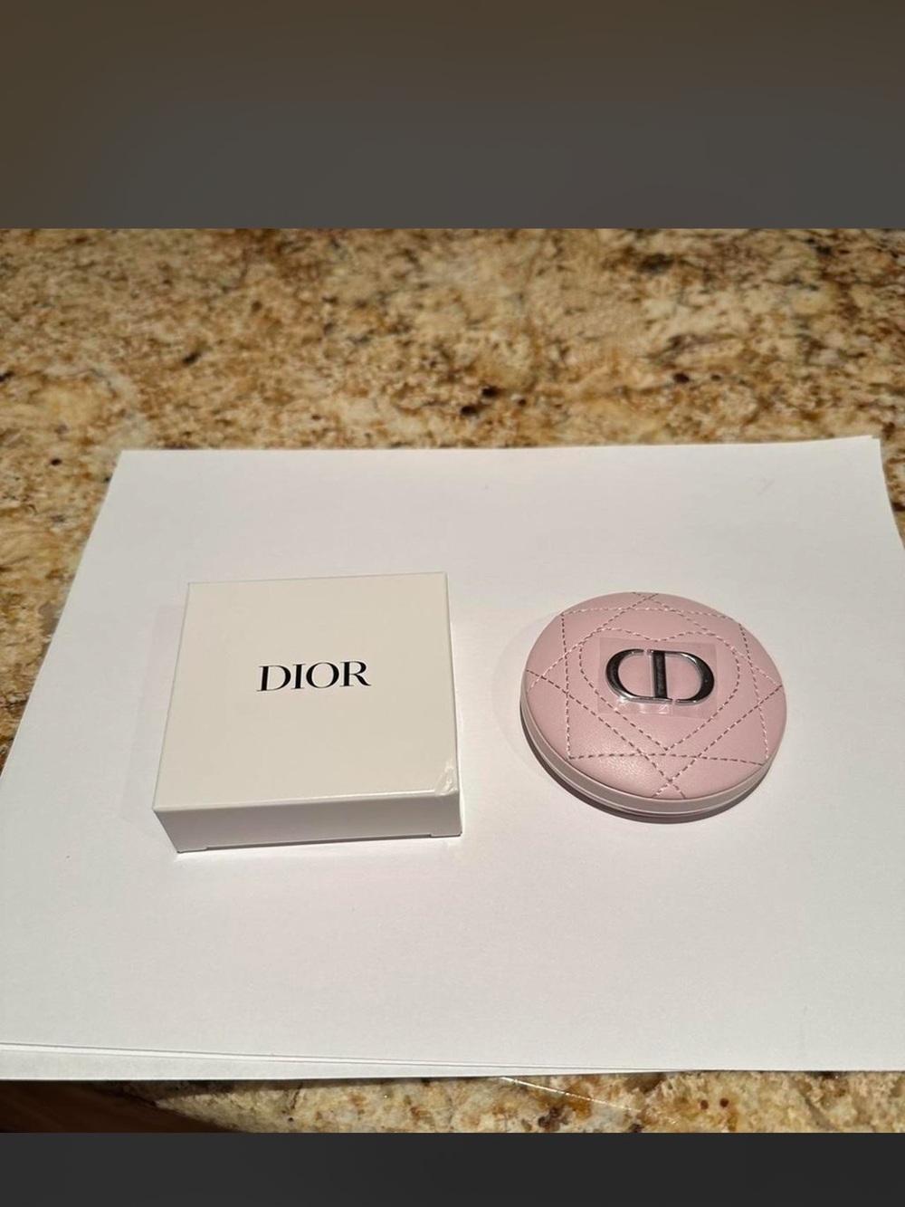 Dior Quilted Pink Compact Powder Case with CD Logo